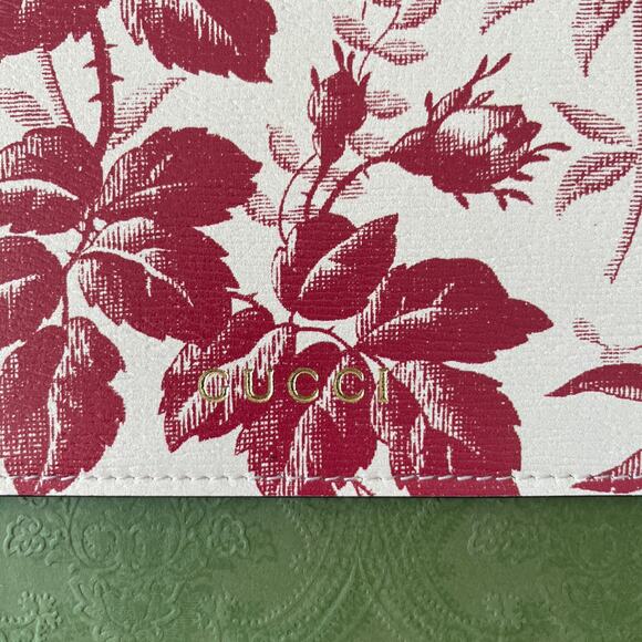 GUCCI Herbarium Pet Feeding Mat Leather Red & Cream Designer Pet Accessory NEW - Picture 15 of 15